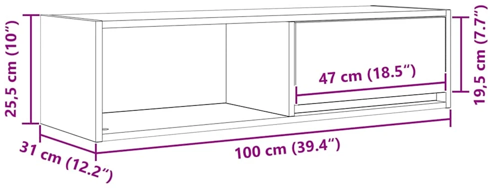 TV staliukas Televizoriaus spintelė, betono, 100x31x25,5cm, apdirbta mediena