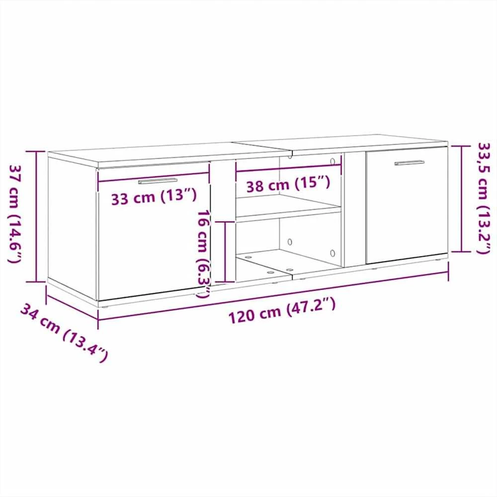 TV staliukas Televizoriaus spintelė, betono, 120x34x37cm, apdirbta mediena