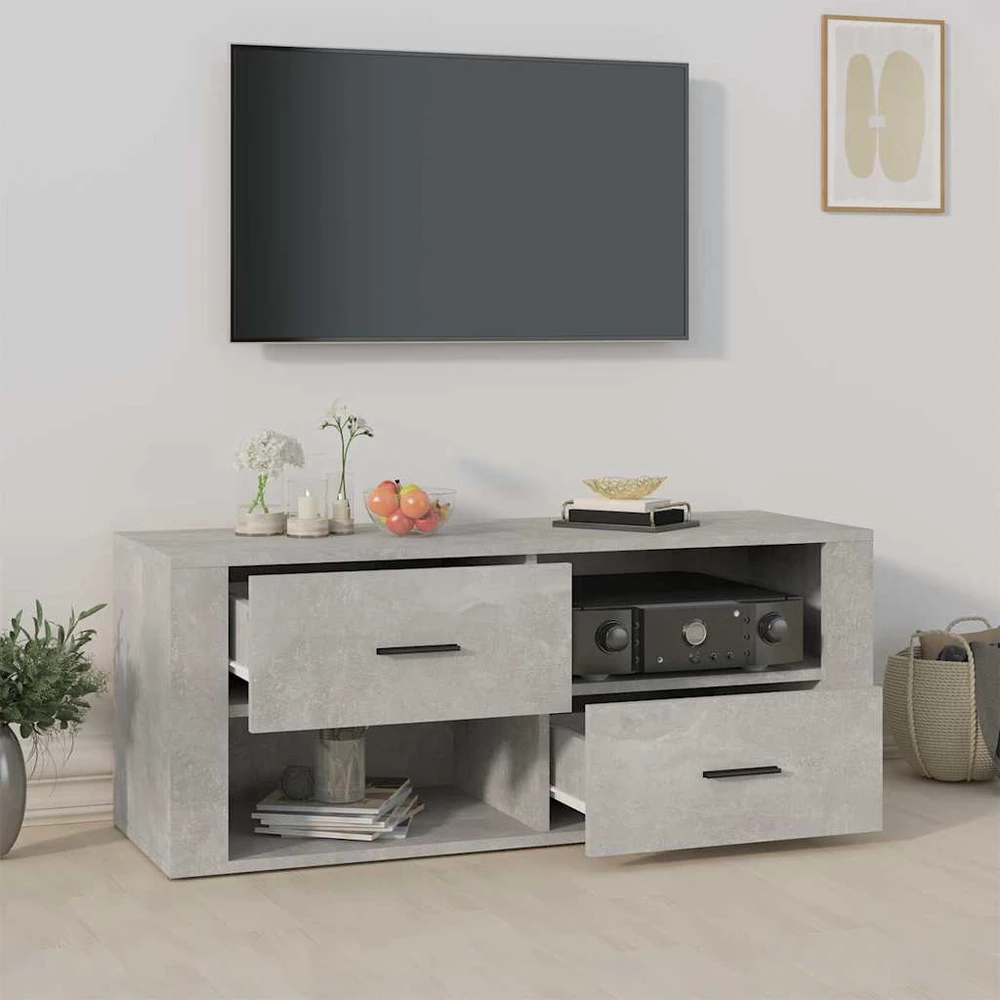 TV staliukas Televizoriaus spintelė, betono pilka, 100x35x40cm, mediena