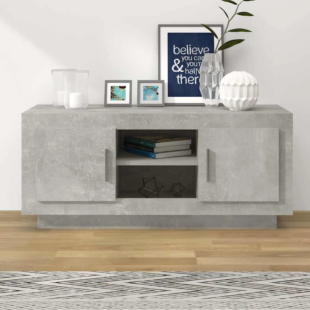 TV staliukas Televizoriaus spintelė, betono pilka, 102x35x45cm, mediena