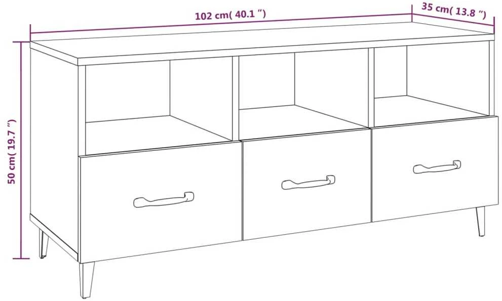 TV staliukas Televizoriaus spintelė, betono pilka, 102x35x50cm, mediena