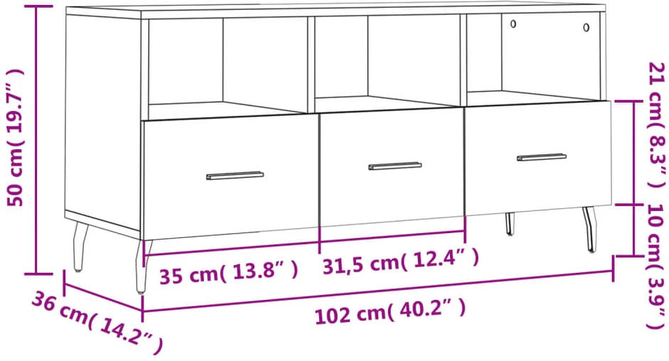 TV staliukas Televizoriaus spintelė, betono pilka, 102x36x50cm, mediena