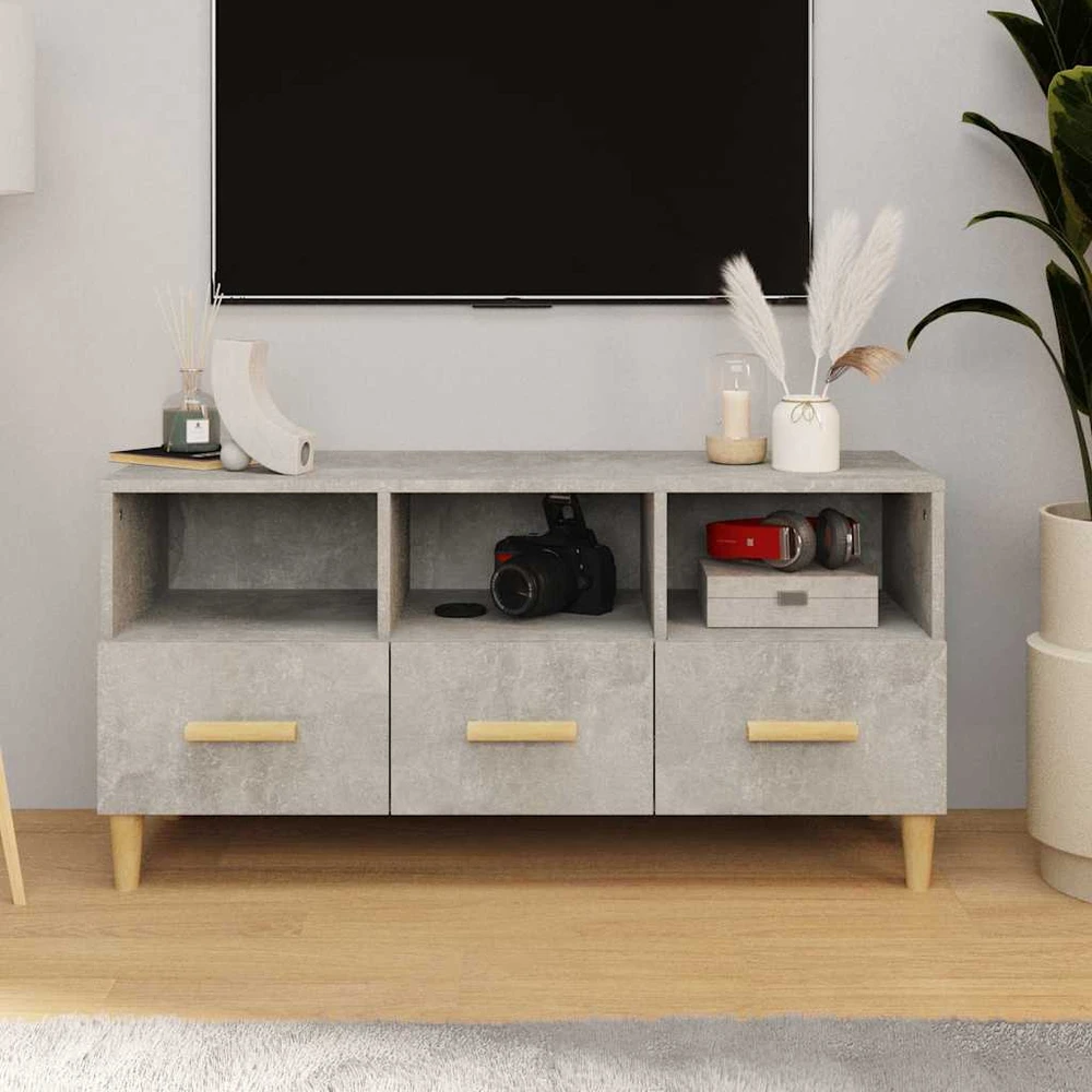 TV staliukas Televizoriaus spintelė, betono pilka, 102x36x50cm, mediena