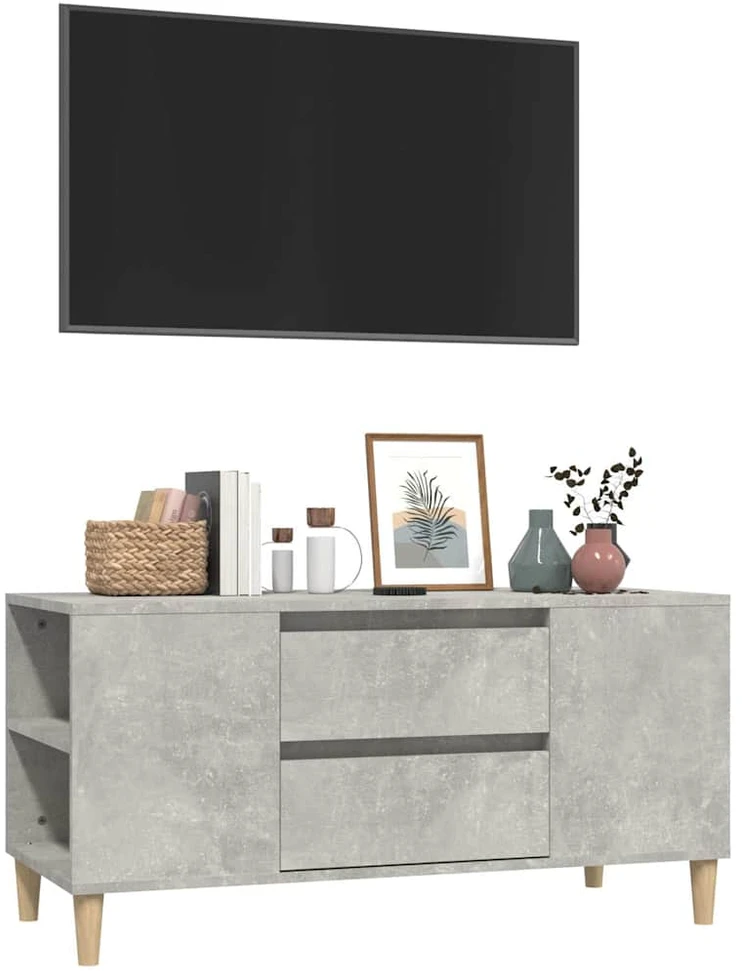 TV staliukas Televizoriaus spintelė, betono pilka, 102x44,5x50cm, mediena