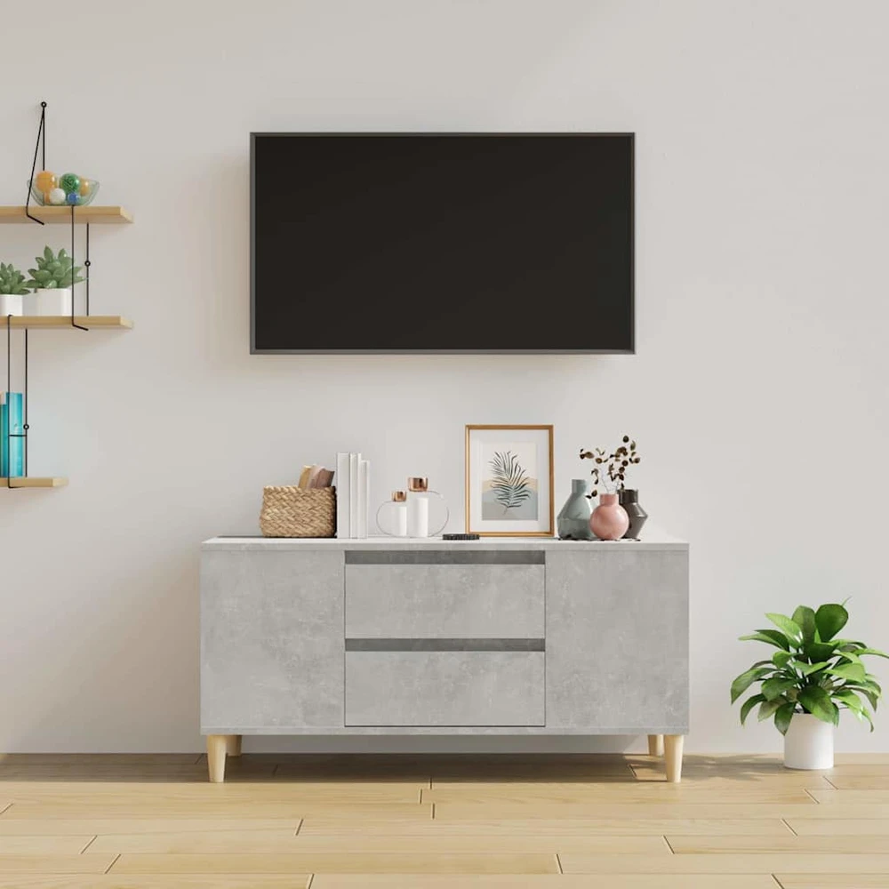 TV staliukas Televizoriaus spintelė, betono pilka, 102x44,5x50cm, mediena
