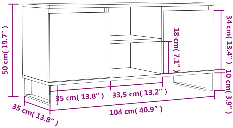 TV staliukas Televizoriaus spintelė, betono pilka, 104x35x50cm, mediena