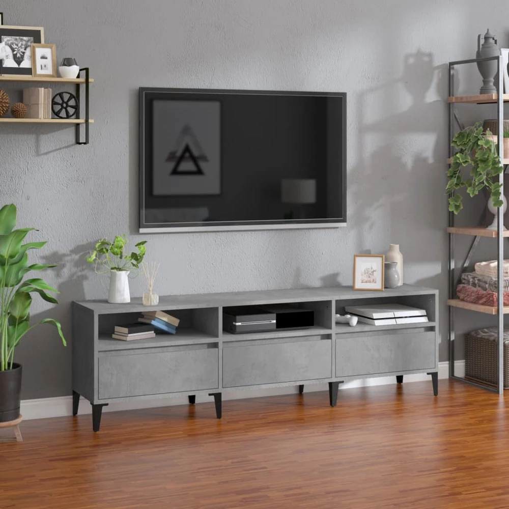 TV staliukas Televizoriaus spintelė, betono pilka, 150x30x44,5cm, mediena