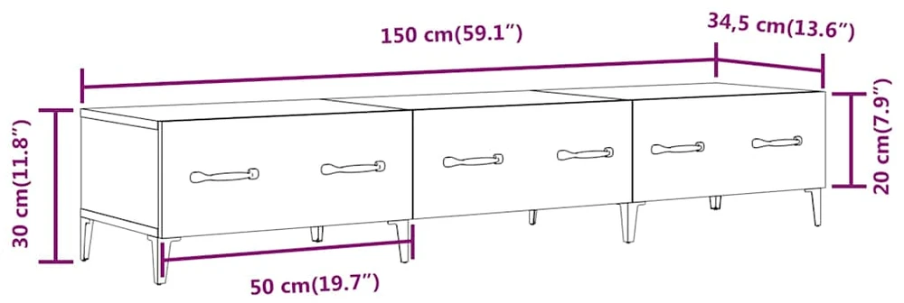 TV staliukas Televizoriaus spintelė, betono pilka, 150x34,5x30cm, mediena