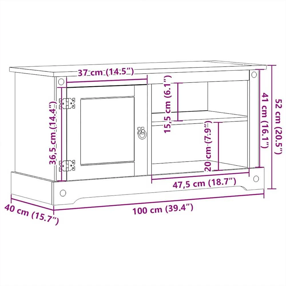 TV staliukas Televizoriaus spintelė Corona, 100x40x52cm, pušies masyvas