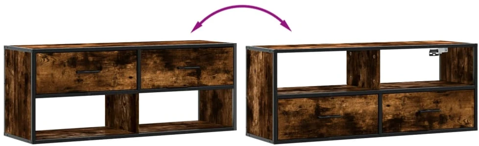 TV staliukas Televizoriaus spintelė, dūminė, 100x31x39,5cm, mediena/metalas