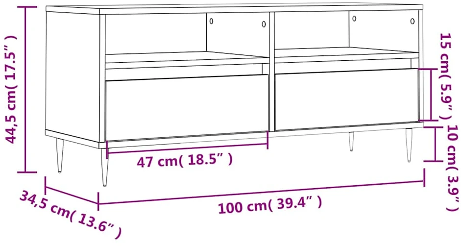 TV staliukas Televizoriaus spintelė, dūminė, 100x34,5x44,5cm, mediena