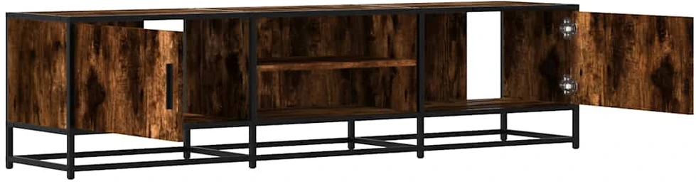 TV staliukas Televizoriaus spintelė, dūminė, 160x35x41cm, mediena ir metalas