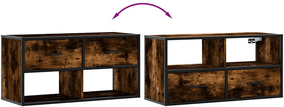 TV staliukas Televizoriaus spintelė, dūminė, 80x31x39,5cm, mediena/metalas