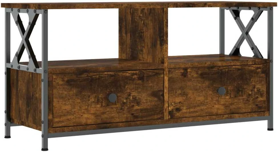 TV staliukas Televizoriaus spintelė, dūminė, 90x33x45cm, mediena ir geležis