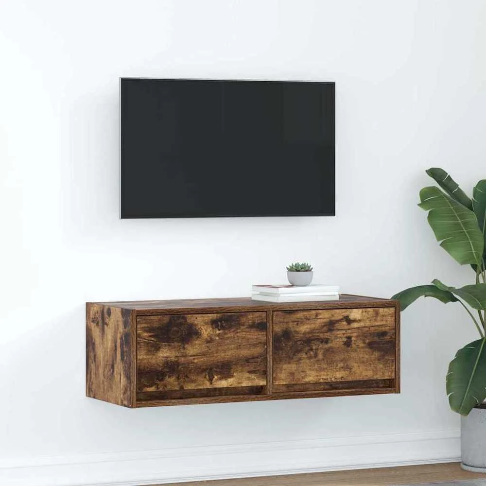 TV staliukas Televizoriaus spintelė, dūminio ąžuolo, 80x31x25,5 cm, mediena