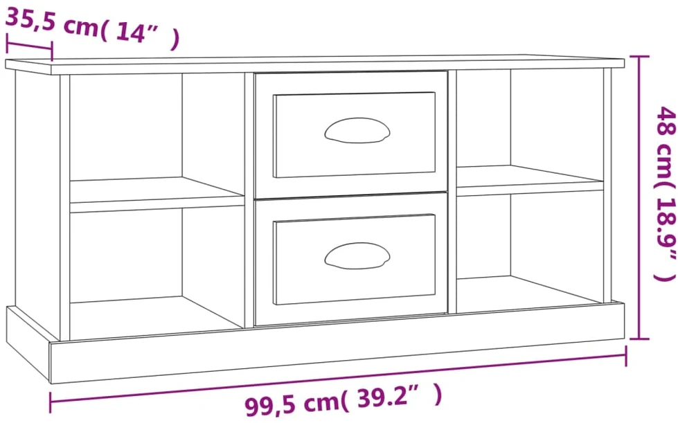TV staliukas Televizoriaus spintelė, dūminio ąžuolo, 99,5x35,5x48cm, mediena