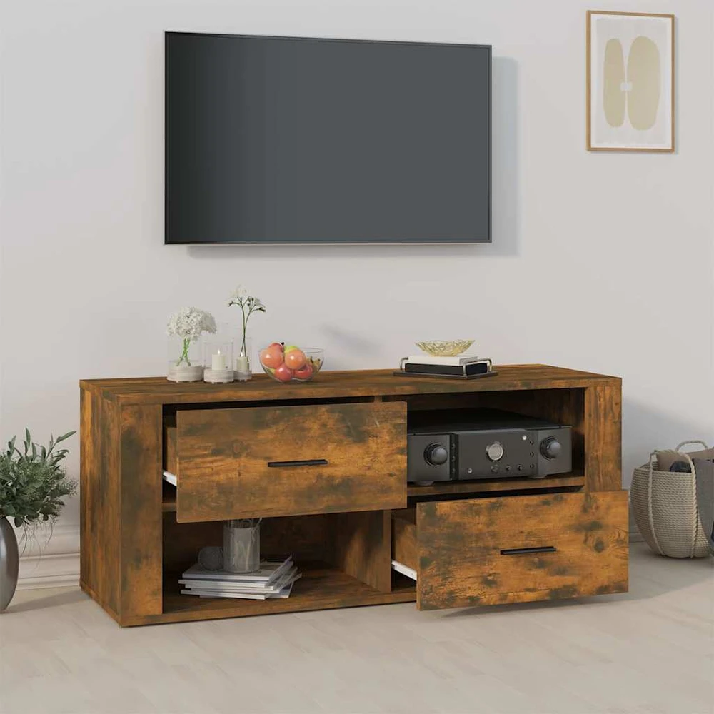 TV staliukas Televizoriaus spintelė, dūminio ąžuolo, 100x35x40cm, mediena
