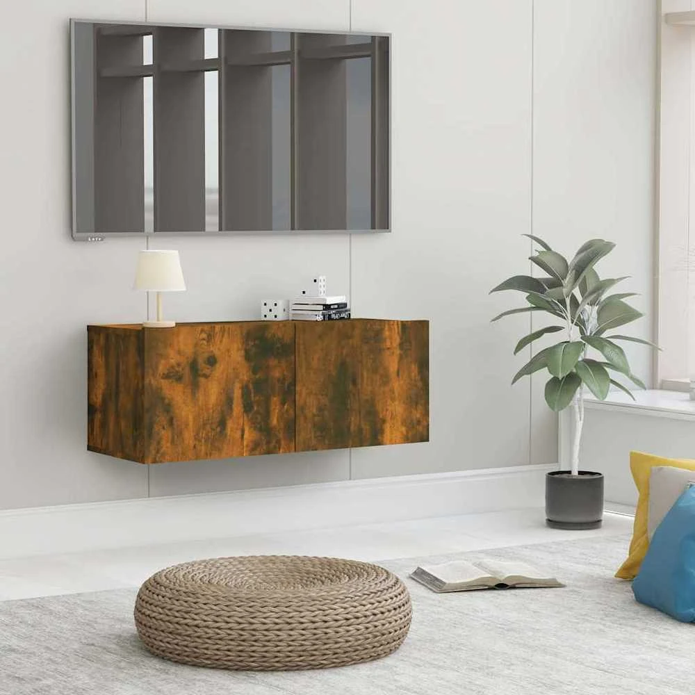 TV staliukas Televizoriaus spintelė, dūminio ąžuolo, 80x30x30cm, mediena