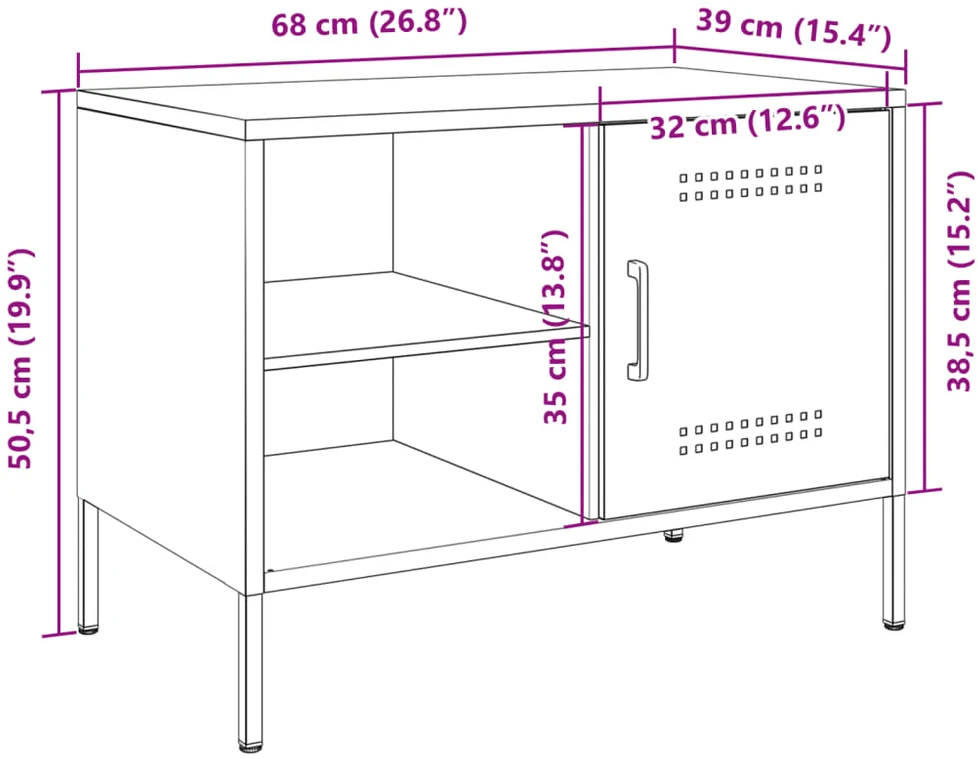 TV staliukas Televizoriaus spintelė, garstyčių, 68x39x50,5cm, plienas