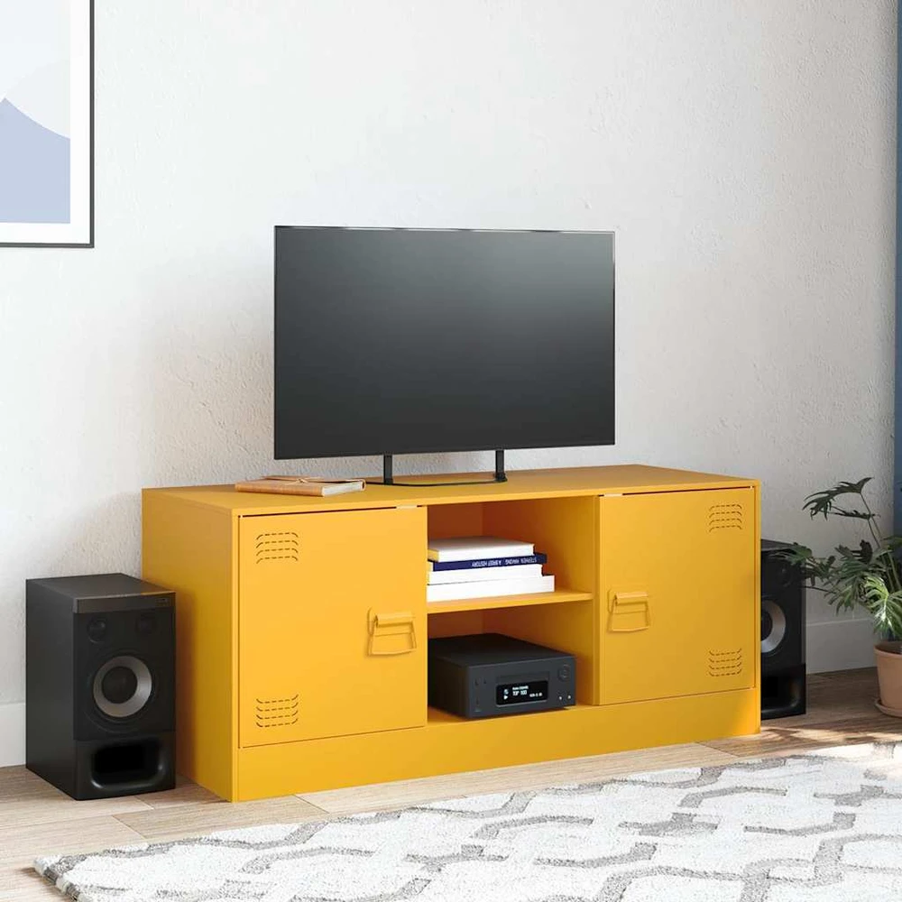 TV staliukas Televizoriaus spintelė, garstyčių geltona, 99x39x44cm, plienas
