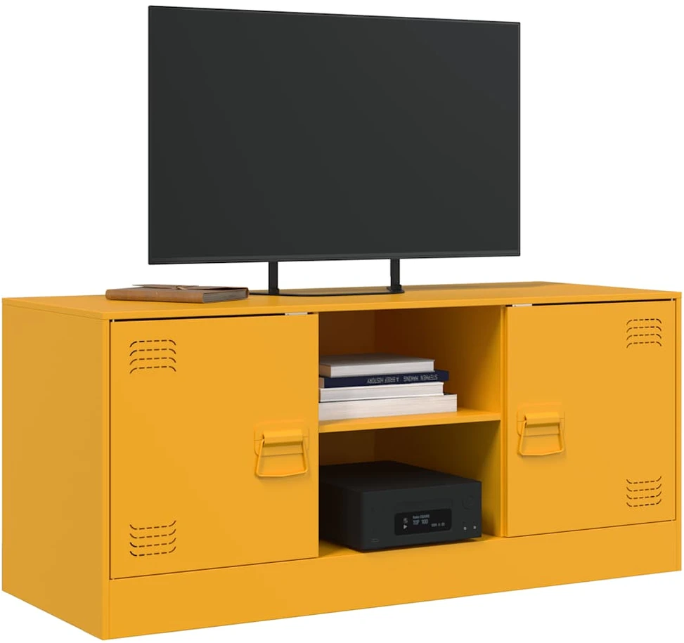 TV staliukas Televizoriaus spintelė, garstyčių geltona, 99x39x44cm, plienas