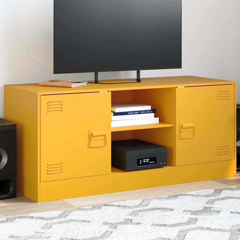 TV staliukas Televizoriaus spintelė, garstyčių geltona, 99x39x44cm, plienas