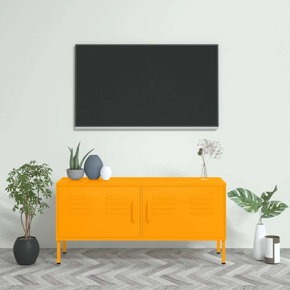 TV staliukas Televizoriaus spintelė, garstyčių geltona, 105x35x50cm, plienas