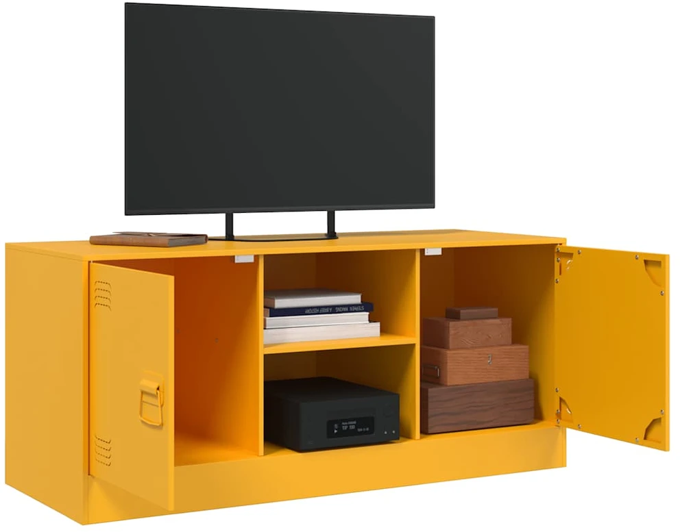 TV staliukas Televizoriaus spintelė, garstyčių geltona, 99x39x44cm, plienas