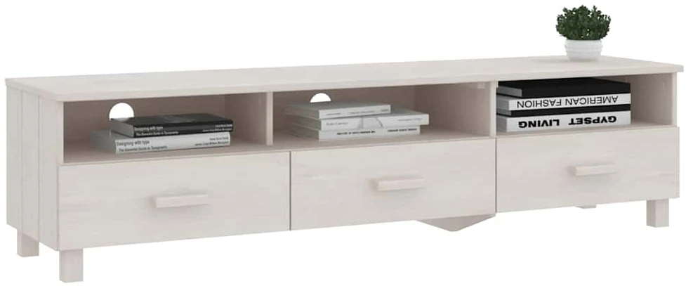 TV staliukas Televizoriaus spintelė HAMAR, balta, 158x40x40cm, pušis