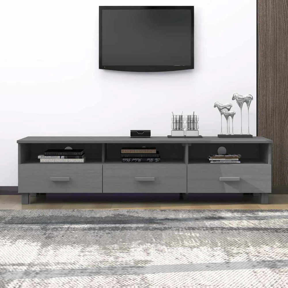 TV staliukas Televizoriaus spintelė HAMAR, tamsiai pilka, 158x40x40cm, pušis