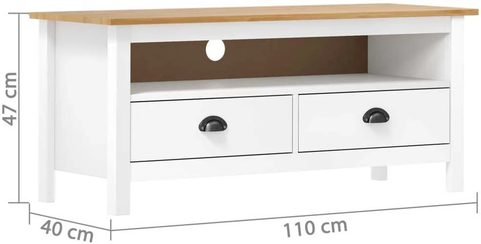 TV staliukas Televizoriaus spintelė Hill, balta, 110x40x47cm, pušies masyvas