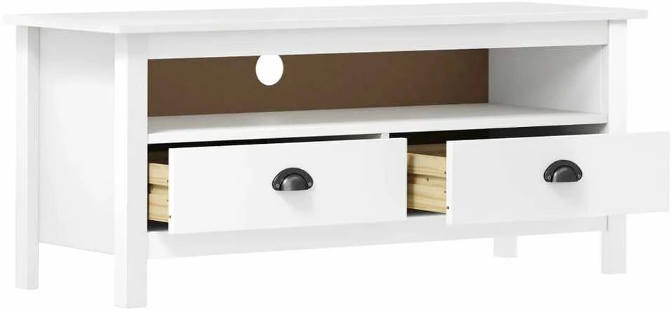 TV staliukas Televizoriaus spintelė Hill, balta, 110x40x47cm, pušies masyvas