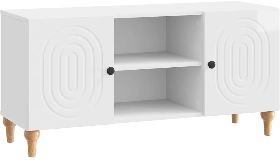 TV staliukas Televizoriaus spintelė Itin blizgi balta 102 x 34,5 x 50 cm