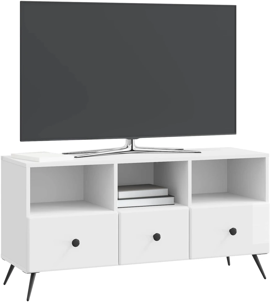 TV staliukas Televizoriaus spintelė Itin blizgi balta 102 x 34,5 x 50 cm
