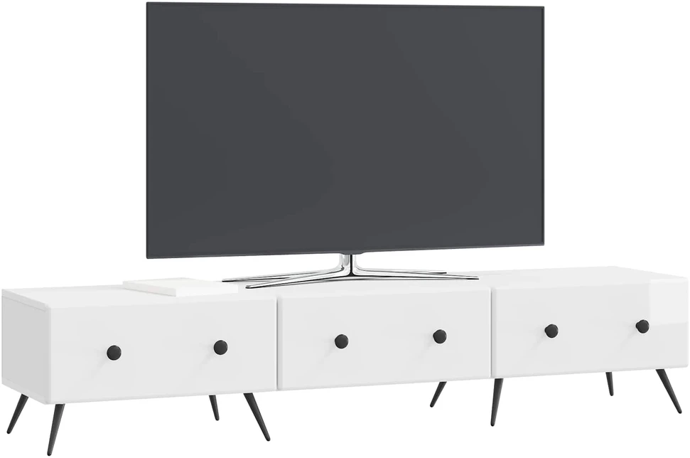 TV staliukas Televizoriaus spintelė Itin blizgi balta 147 x 34,5 x 30 cm