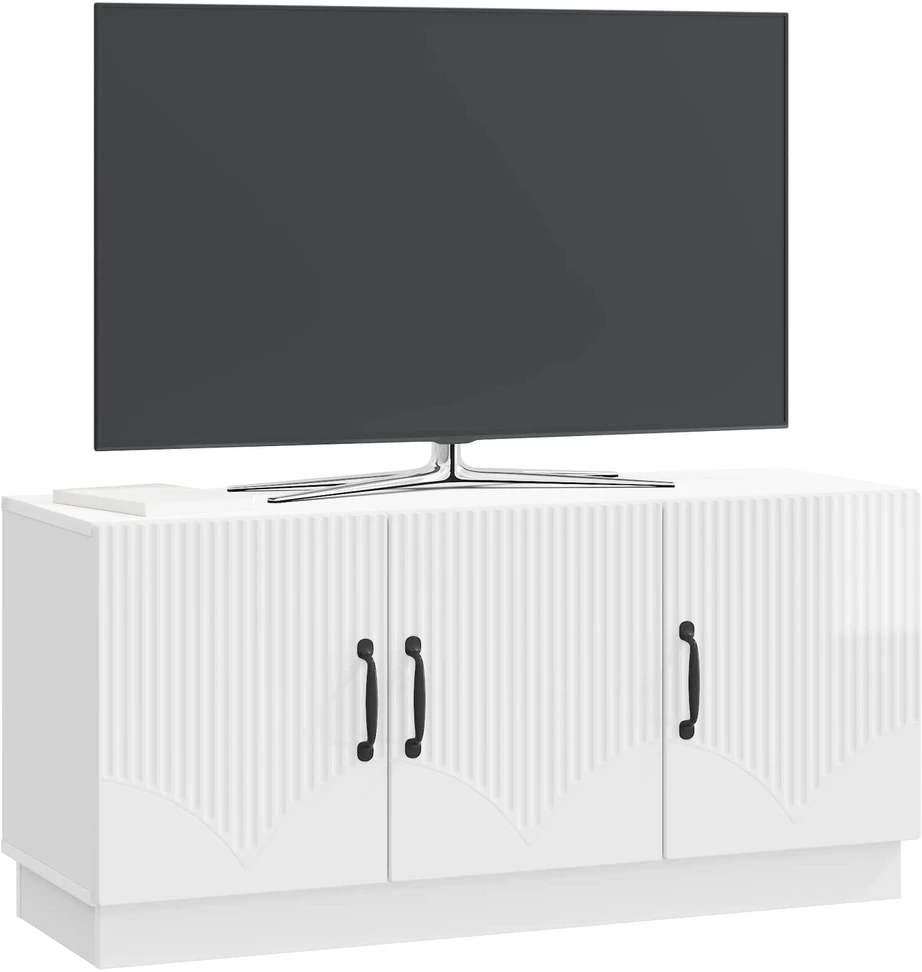 TV staliukas Televizoriaus spintelė Itin blizgi balta 99 x 34,5 x 47 cm