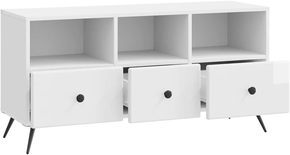 TV staliukas Televizoriaus spintelė Itin blizgi balta 102 x 34,5 x 50 cm