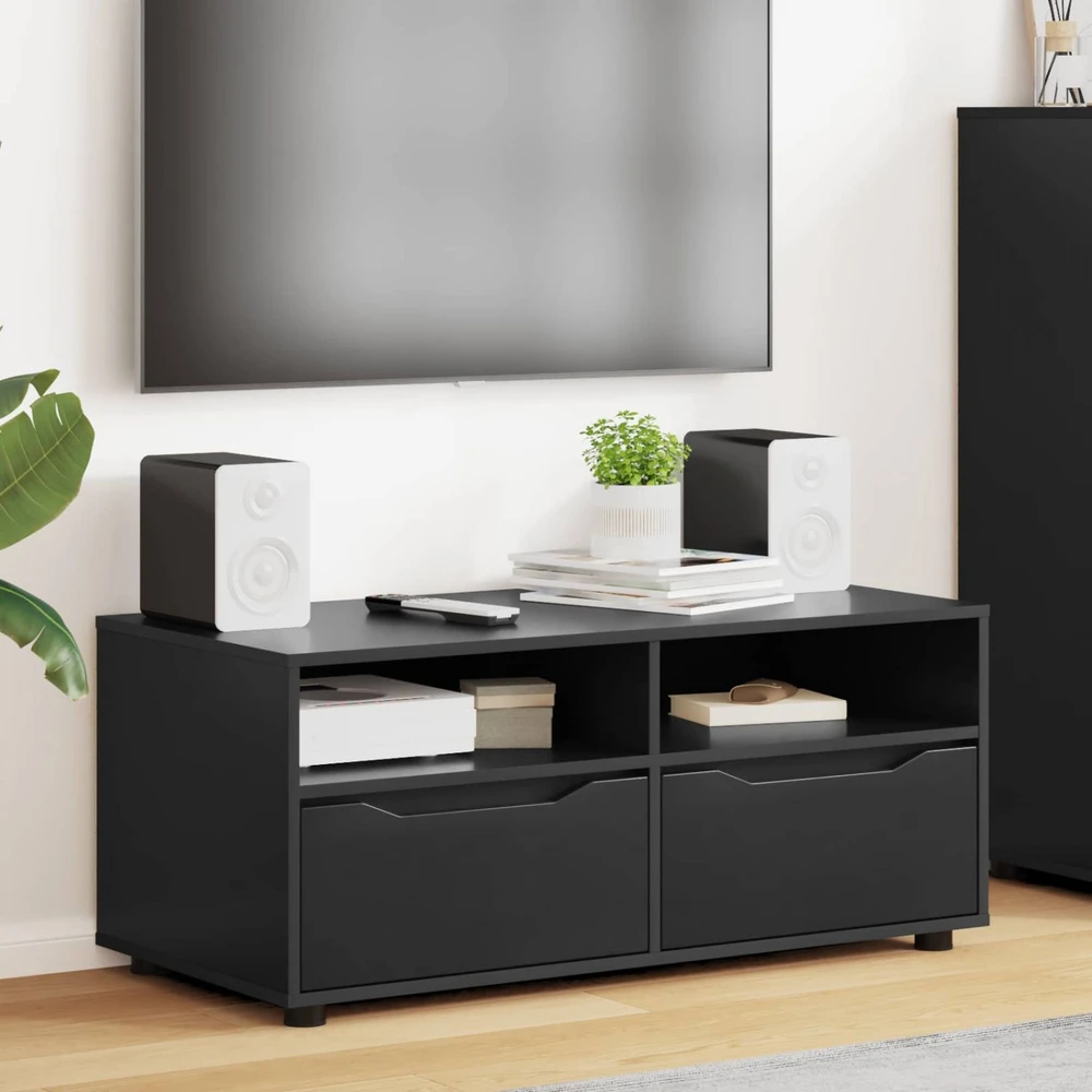 TV staliukas Televizoriaus spintelė 100 x 48 x 43 cm Juoda Apdirbta mediena