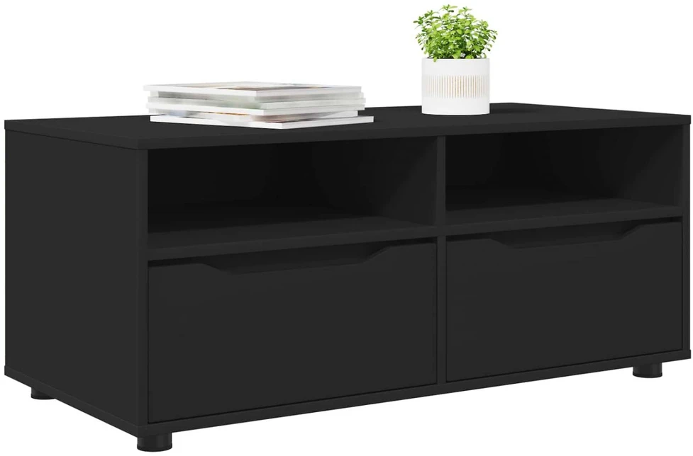TV staliukas Televizoriaus spintelė 100 x 48 x 43 cm Juoda Apdirbta mediena