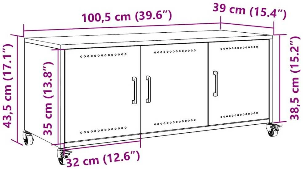 TV staliukas Televizoriaus spintelė, juoda, 100,5x39x43,5cm, plienas