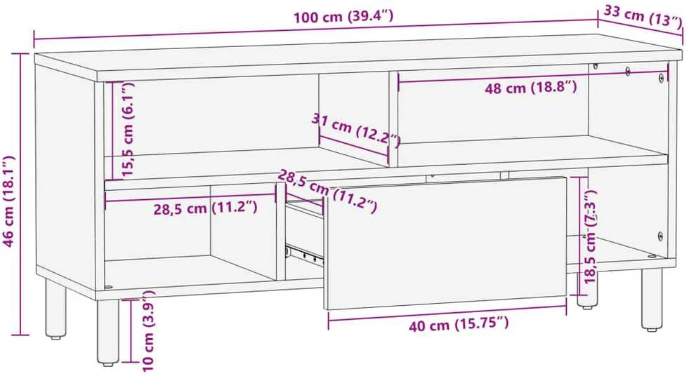 televizoriaus spintelė Juoda 100x33x46 cm Engineered Wood