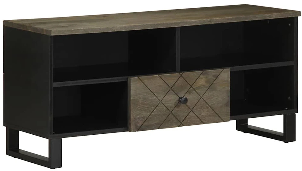 Televizoriaus spintelė, juoda, 100x33x46cm, mango masyvas