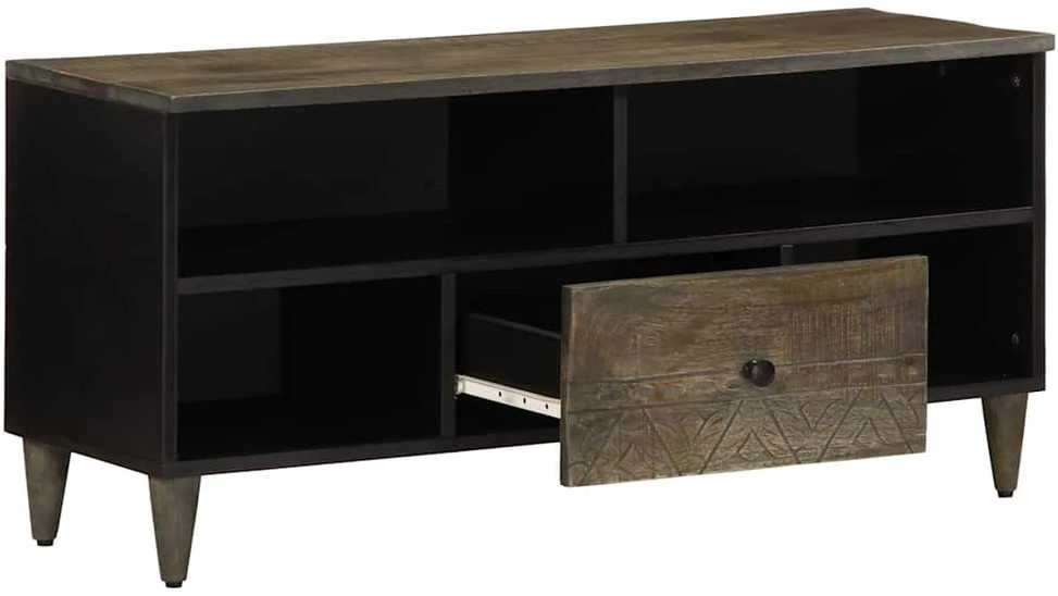 TV staliukas Televizoriaus spintelė, juoda, 100x33x46cm, mango masyvas