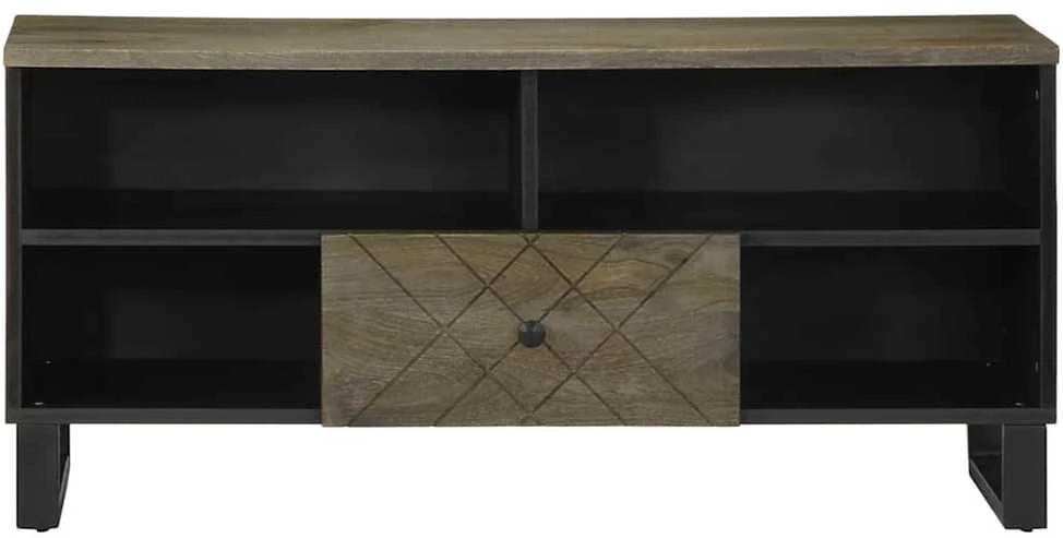 Televizoriaus spintelė, juoda, 100x33x46cm, mango masyvas