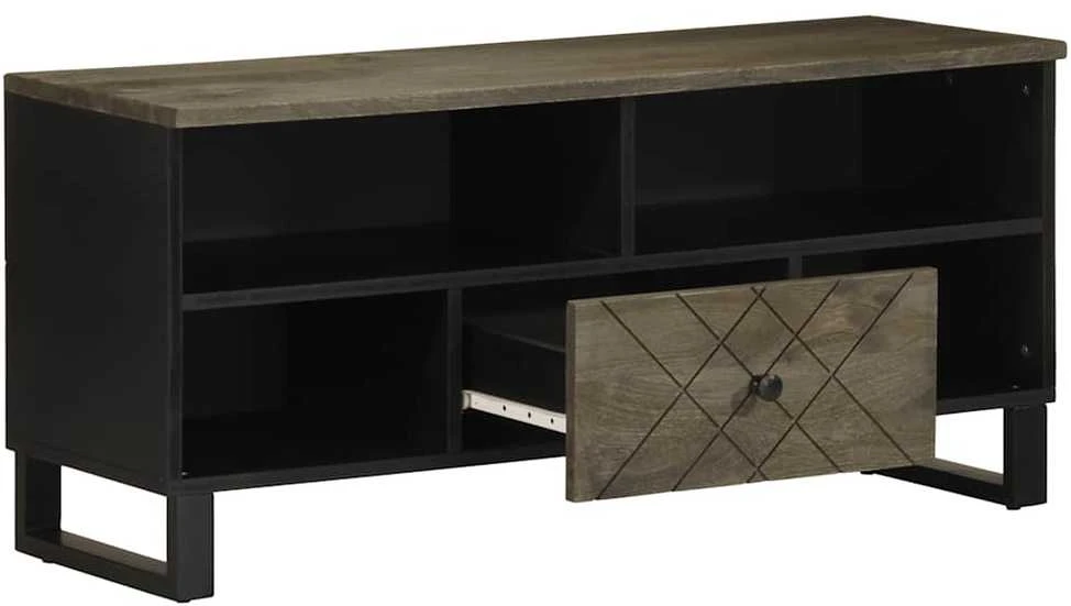 Televizoriaus spintelė, juoda, 100x33x46cm, mango masyvas