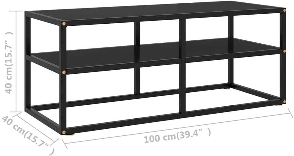 TV staliukas Televizoriaus spintelė, juoda, 100x40x40cm, su juodu stiklu