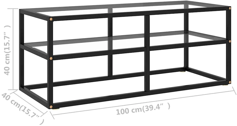 TV staliukas Televizoriaus spintelė, juoda, 100x40x40cm, su grūdintu stiklu