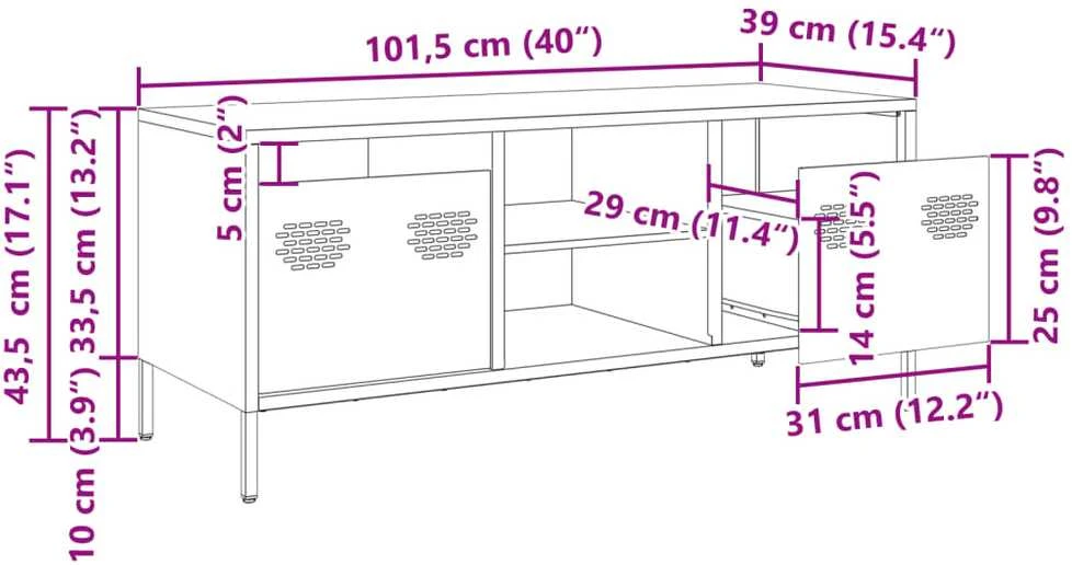 TV staliukas Televizoriaus spintelė, juoda, 101,5x39x43,5cm, plienas