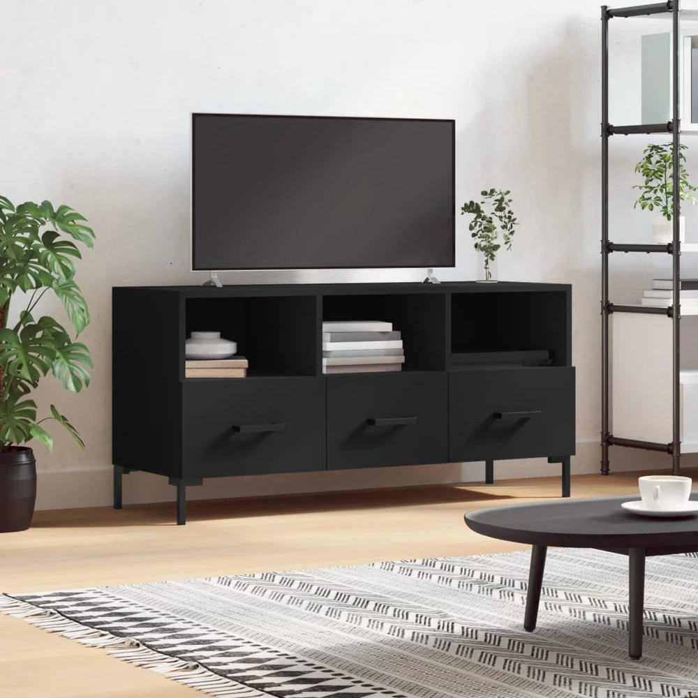 TV staliukas Televizoriaus spintelė, juoda, 102x36x50cm, apdirbta mediena