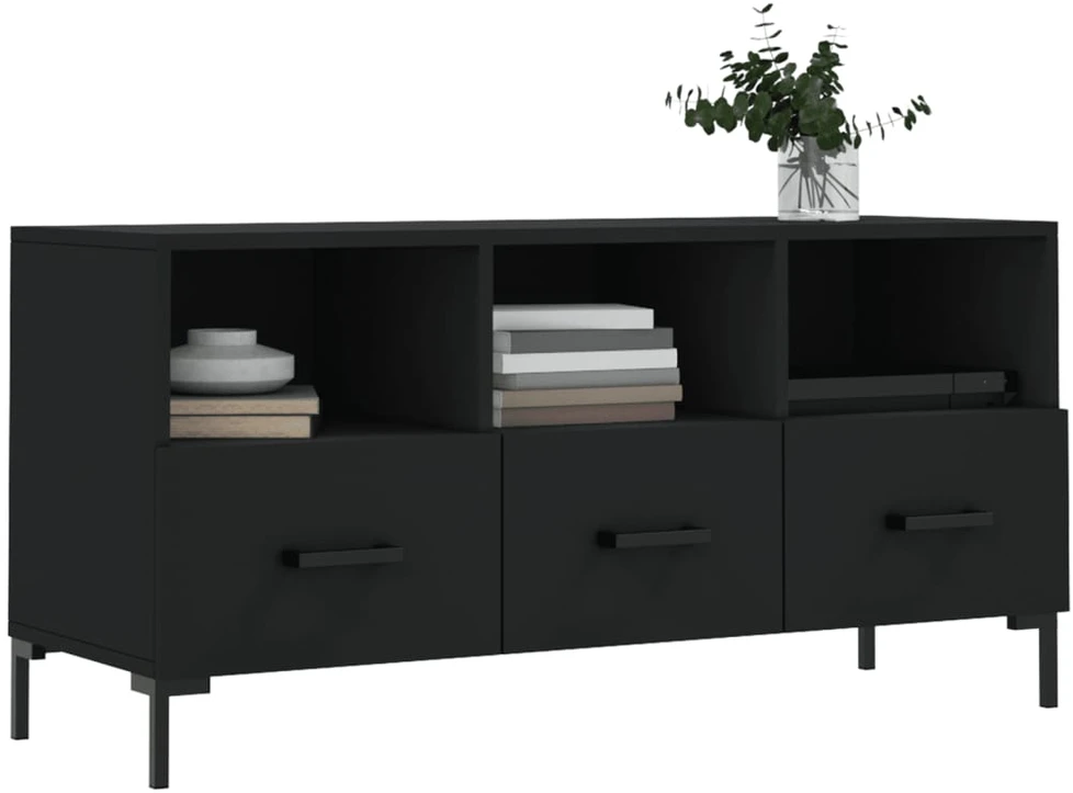 TV staliukas Televizoriaus spintelė, juoda, 102x36x50cm, apdirbta mediena